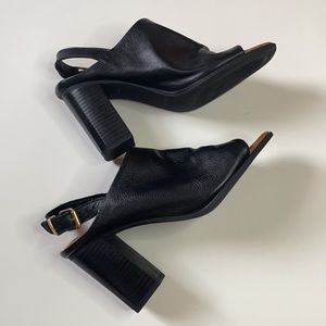 Leather sandals mules heels